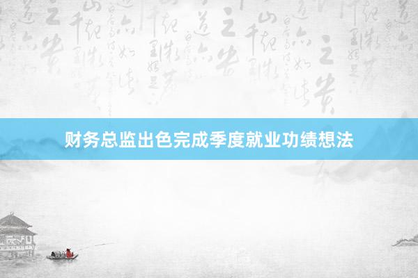 财务总监出色完成季度就业功绩想法